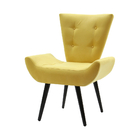 Poltrona Decorativa Emilia Pé Palito Em Suede - Amarela