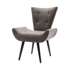 Poltrona Decorativa Emilia Pé Palito Em Suede - Grafite