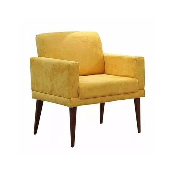 Poltrona Decorativa Emília Pés Palito Suede Amarelo Carolina