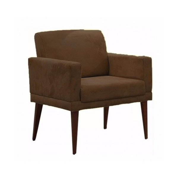 Poltrona Decorativa Emília Pés Palito Suede Marrom Carolina M
