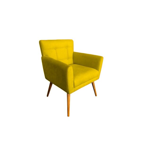 Poltrona Decorativa Emillia Suede Animale Amarelo Para Sala E