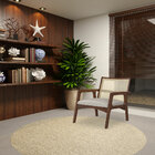 Poltrona Decorativa Encosto Com Tela Demetra Poliéster Off Wh