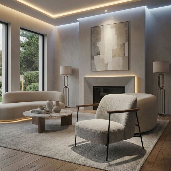 Poltrona Decorativa Esra Boucle - Montanaris Decor - Cinza