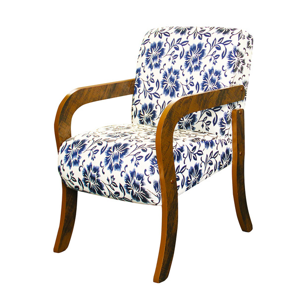 Poltrona Decorativa Estampada Estofada Dubai Angra Azul