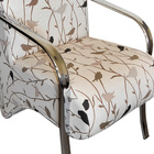 Poltrona Decorativa Estampada Grécia Cromado Linho Marrom