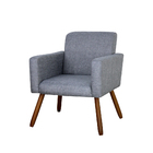 Poltrona Decorativa Estar Larhome Tecido Linho Cinza.