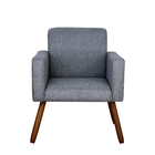 Poltrona Decorativa Estar Larhome Tecido Linho Cinza.