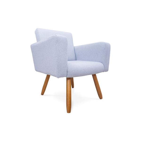 Poltrona Decorativa Estar Larhome Tecido Linho Cinza Neblina.