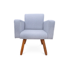 Poltrona Decorativa Estar Larhome Tecido Linho Cinza Neblina.