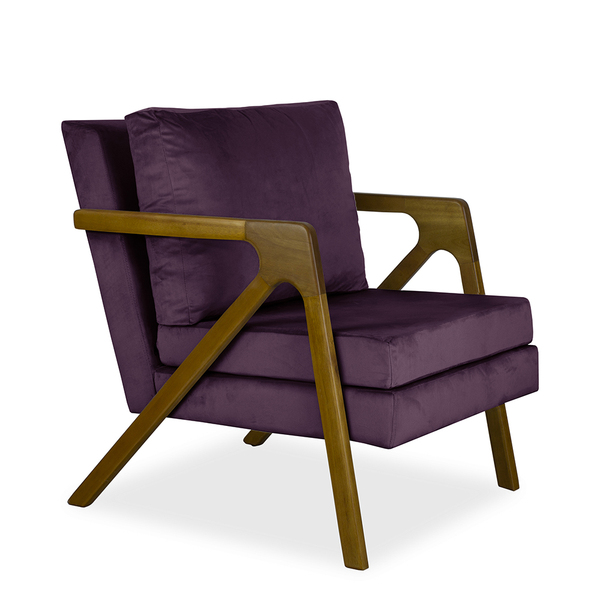 Poltrona Decorativa Estela Larhome Veludo Suede Vinho