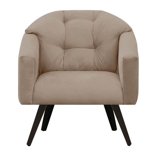 Poltrona Decorativa Estela Retrô Suede Bege Rosado - Dominic