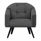 Poltrona Decorativa Estela Retrô Suede Cinza - Dominic Decor