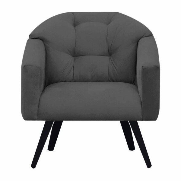 Poltrona Decorativa Estela Retrô Suede Cinza - Dominic Decor
