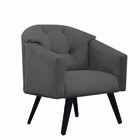 Poltrona Decorativa Estela Retrô Suede Cinza - Dominic Decor