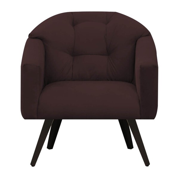 Poltrona Decorativa Estela Retrô Suede Marrom - Dominic Decor