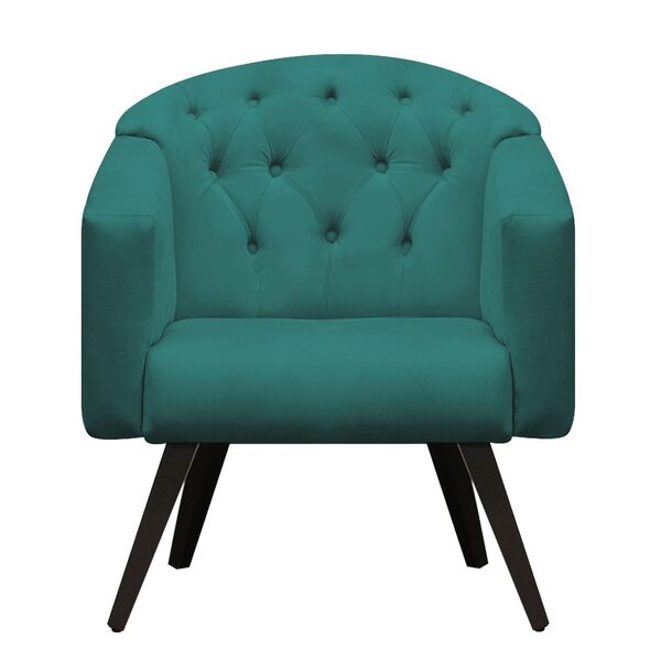 Poltrona Decorativa Estela Suede Azul Turquesa - Dominic Decor
