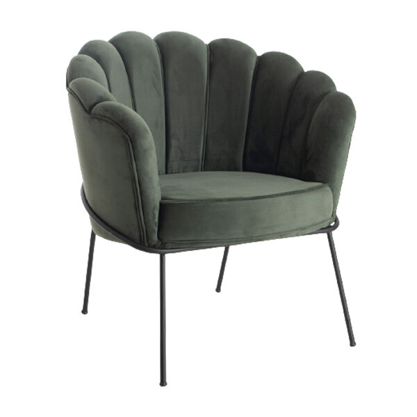 Poltrona Decorativa Estocolmo Pétala Tecido Veludo Verde Musg