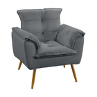 Poltrona Decorativa Estofada Beta Sued Cinza Aradecor