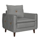 Poltrona Decorativa Estofada Com Pés Em Madeira Maciça Sololá