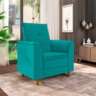 Poltrona Decorativa Estofada Confortável Sala Atenas Suede Az
