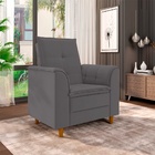 Poltrona Decorativa Estofada Confortável Sala Isis Suede Cinza