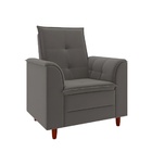 Poltrona Decorativa Estofada Confortável Sala Miley Suede Cin