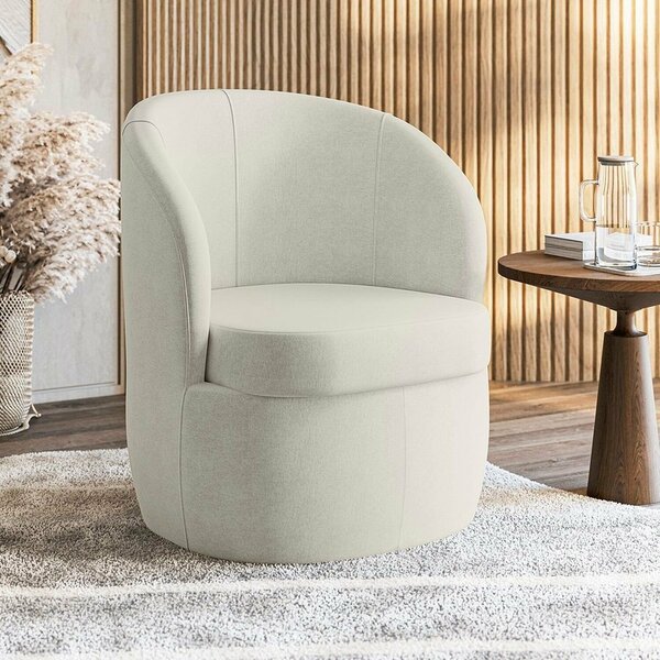 Poltrona Decorativa Estofada E Orgânica Com Base Giratória Al