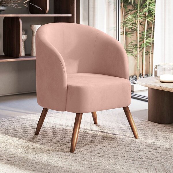 Poltrona Decorativa Estofada E Orgânica Com Pés Palito Guatem