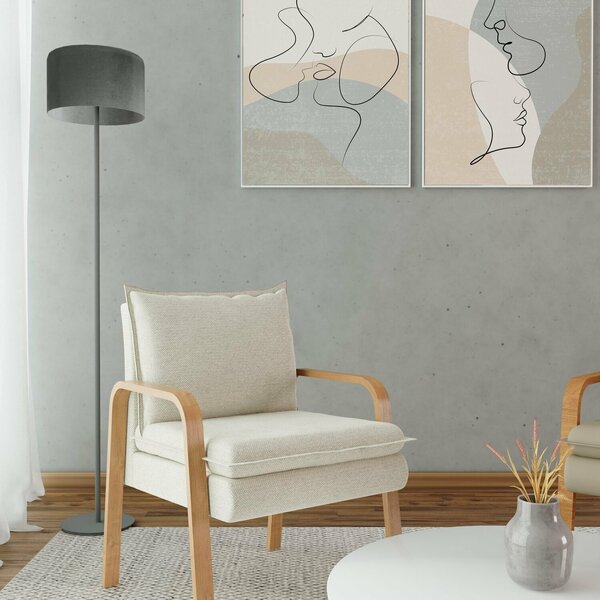 Poltrona Decorativa Estofados Bela Bege Claro Linho Aston