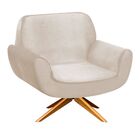 Poltrona Decorativa Estrela Suede Bege Com Base Giratória De