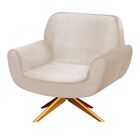 Poltrona Decorativa Estrela Suede Bege Com Base Giratória De
