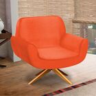 Poltrona Decorativa Estrela Suede Laranja Com Base Giratória