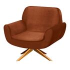 Poltrona Decorativa Estrela Suede Terra Com Base Giratória De