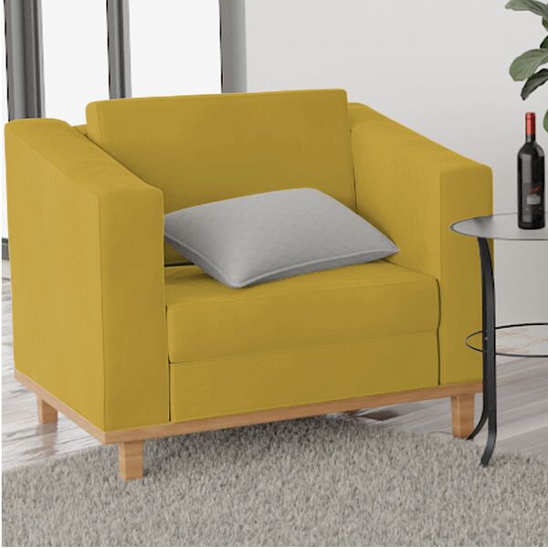 Poltrona Decorativa Europa Suede Amarena Móveis - Amarelo