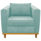 Poltrona Decorativa Europa Suede Amarena Móveis - Azul Ciano