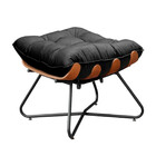 Poltrona Decorativa Eva Base Preta Veludo Preto Com Puff M St