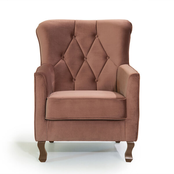 Poltrona Decorativa Ferrara Veludo Marrom Konfort