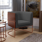 Poltrona Decorativa Fixa Base Aço Cobre Betina D02 Veludo Cin