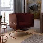 Poltrona Decorativa Fixa Base Aço Cobre Betina D02 Veludo Mar