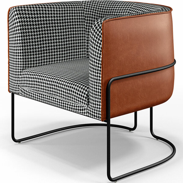 Poltrona Decorativa Fixa Base Aço Preto Betina D02 Pied Poule