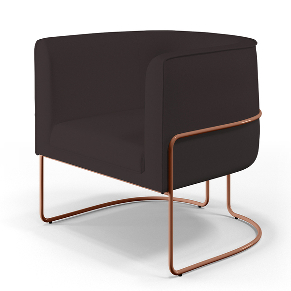 Poltrona Decorativa Fixa Base De Aço Cobre Betina D02 Corano