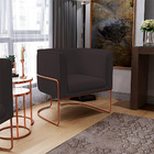 Poltrona Decorativa Fixa Base De Aço Cobre Betina D02 Corano