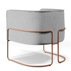 Poltrona Decorativa Fixa Base De Aço Cobre Betina D02 Linho C