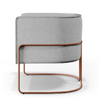 Poltrona Decorativa Fixa Base De Aço Cobre Betina D02 Linho C