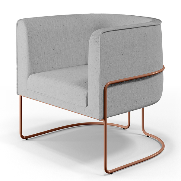 Poltrona Decorativa Fixa Base De Aço Cobre Betina D02 Linho C