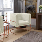 Poltrona Decorativa Fixa Base De Aço Cobre Betina D02 Linho C