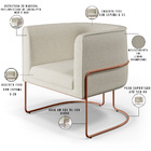 Poltrona Decorativa Fixa Base De Aço Cobre Betina D02 Linho C