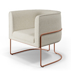 Poltrona Decorativa Fixa Base De Aço Cobre Betina D02 Linho C