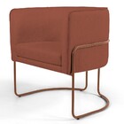 Poltrona Decorativa Fixa Base De Aço Cobre Betina D02 Linho L