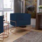 Poltrona Decorativa Fixa Base De Aço Cobre Betina D02 Veludo